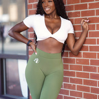 Posh V Back Olive Leggings