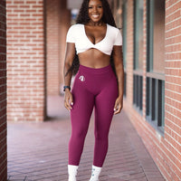Posh V Back Burgundy Leggings