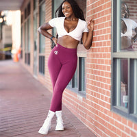 Posh V Back Burgundy Leggings