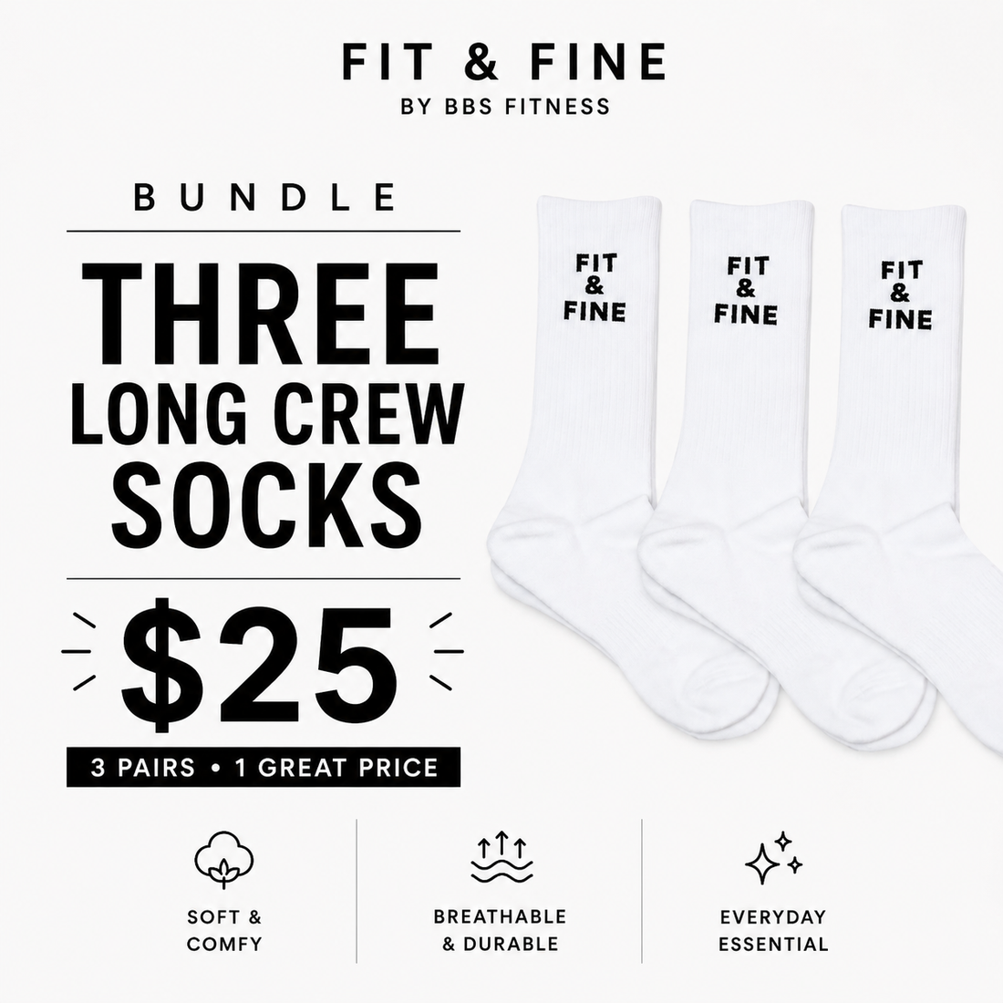 FIT & FINE Crew Socks Bundle (long)