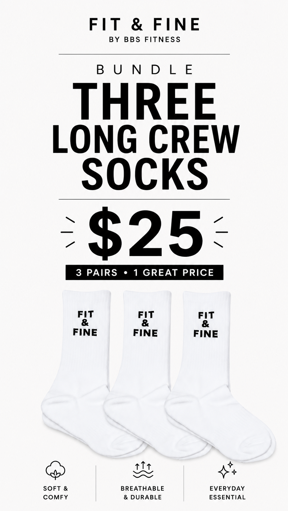 FIT & FINE Crew Socks Bundle (long)