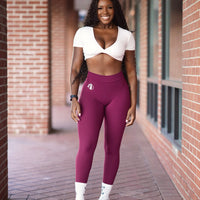 Viral Posh V back Burgundy Leggings